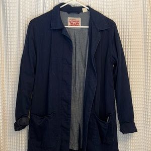 Levi Strauss & Co Blue Chambray Collared Duster Jacket 100% Cotton - Small